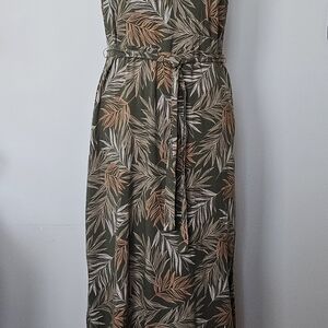 a new day Olive Leaf-Print Sleeveless Maxi Dress with Tie